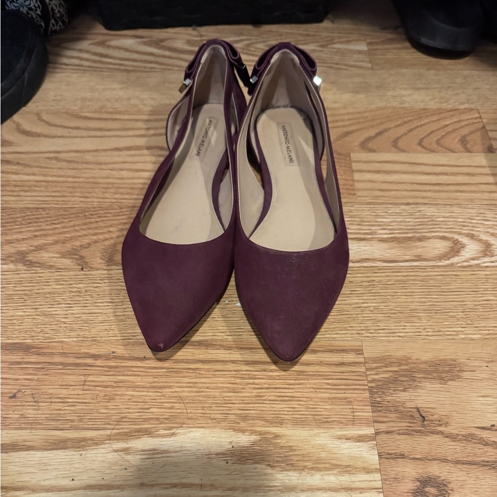 Pointed toe flats with bow